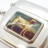 Sterling Silver & Enamel Pug Dog Vesta Case Antique 1913 Birmingham Art Deco
