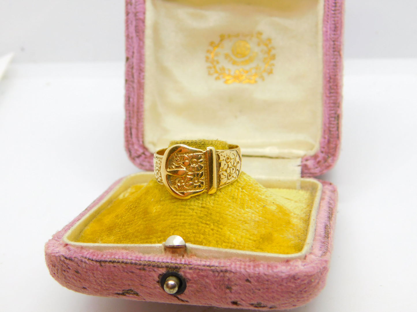 9ct Yellow Gold Victorian Style Buckle Sweetheart Ring 1984 Birmingham Vintage