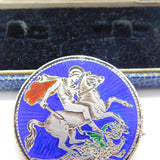 Georgian Sterling Silver & Enamel Crown Coin Brooch Pin Antique 1821