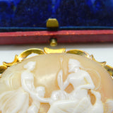 Victorian 9ct Gold Carved Shell 'Jupiter & Juno' Classical Cameo Brooch Antique