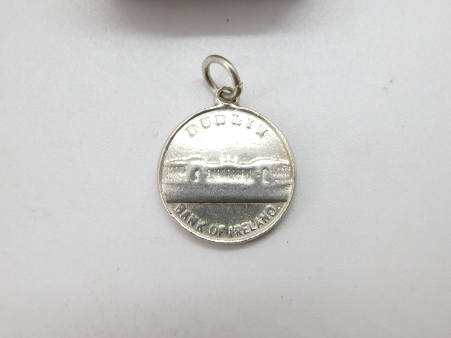 Victorian Sterling Silver Bank of Ireland Dublin Charm Pendant 1887 Antique