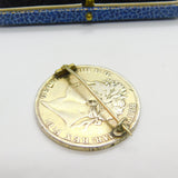 Georgian Sterling Silver & Enamel Crown Coin Brooch Pin Antique 1821