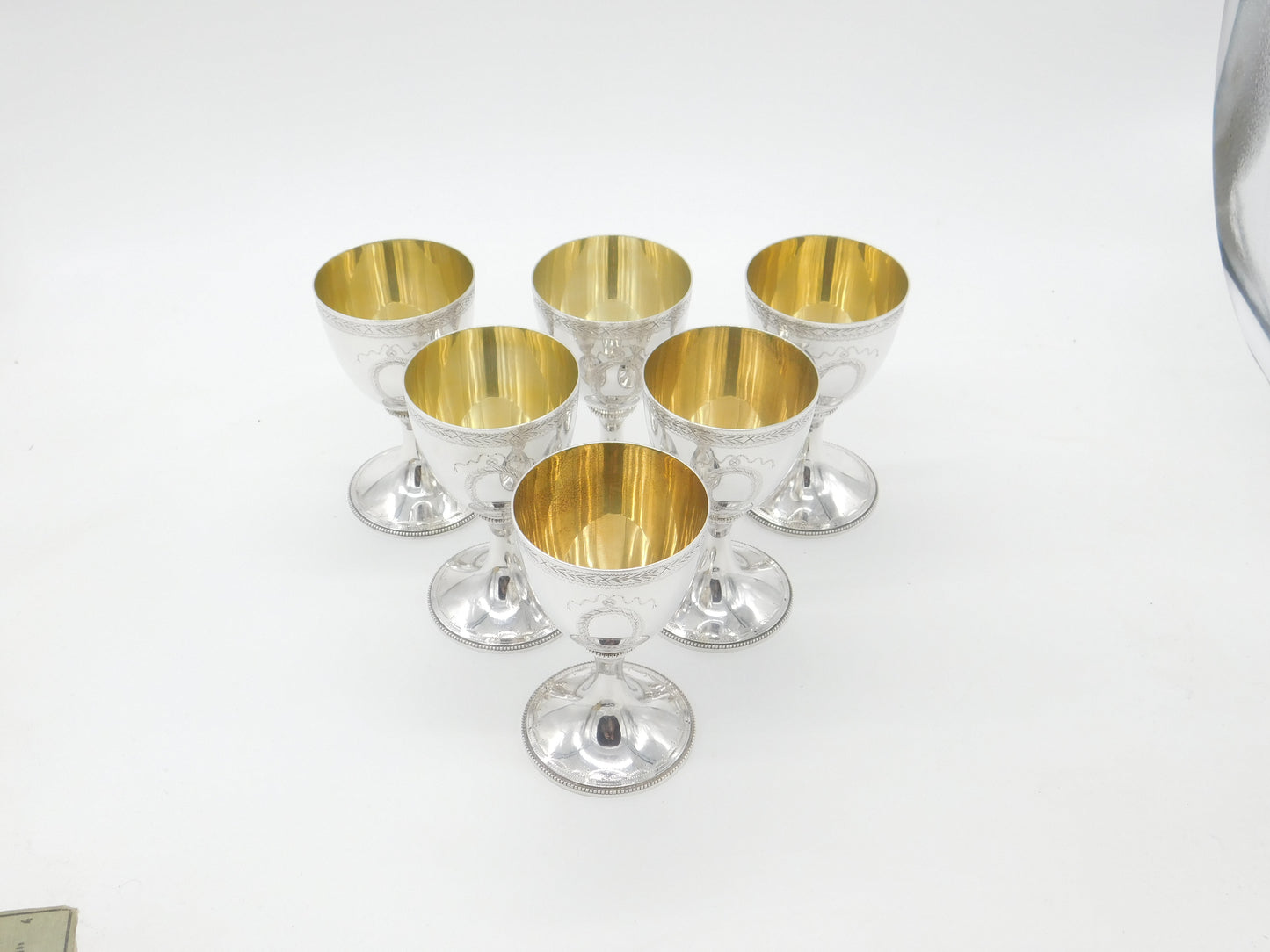 Set of Six Sterling Silver Goblet Chalices Gilded London 1968 Vintage CJ Vander