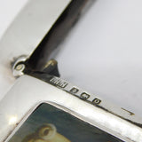 Sterling Silver & Enamel Pug Dog Vesta Case Antique 1913 Birmingham Art Deco