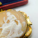 Victorian 9ct Gold Carved Shell 'Jupiter & Juno' Classical Cameo Brooch Antique