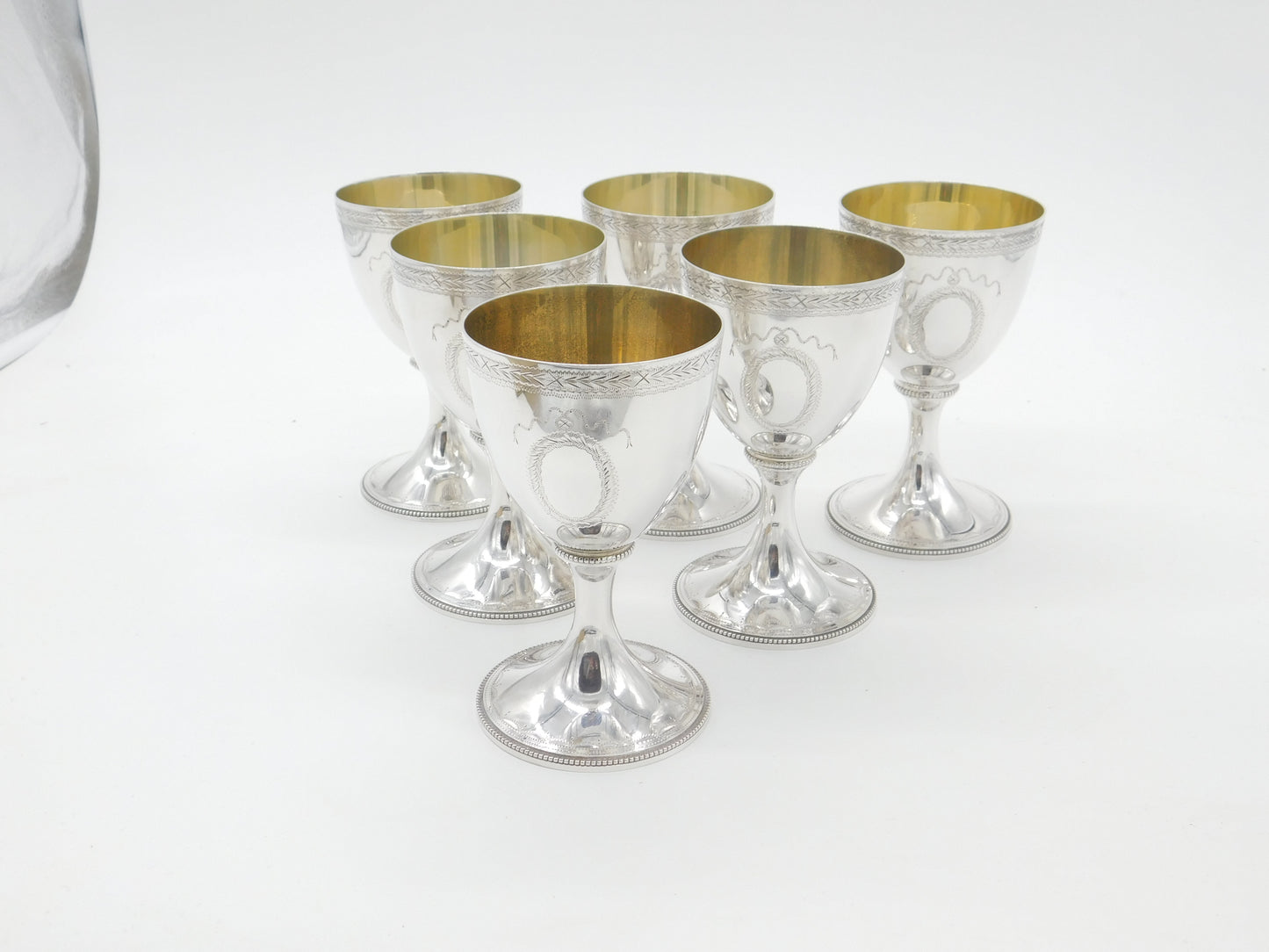 Set of Six Sterling Silver Goblet Chalices Gilded London 1968 Vintage CJ Vander