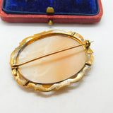 Victorian 9ct Gold Carved Shell 'Jupiter & Juno' Classical Cameo Brooch Antique
