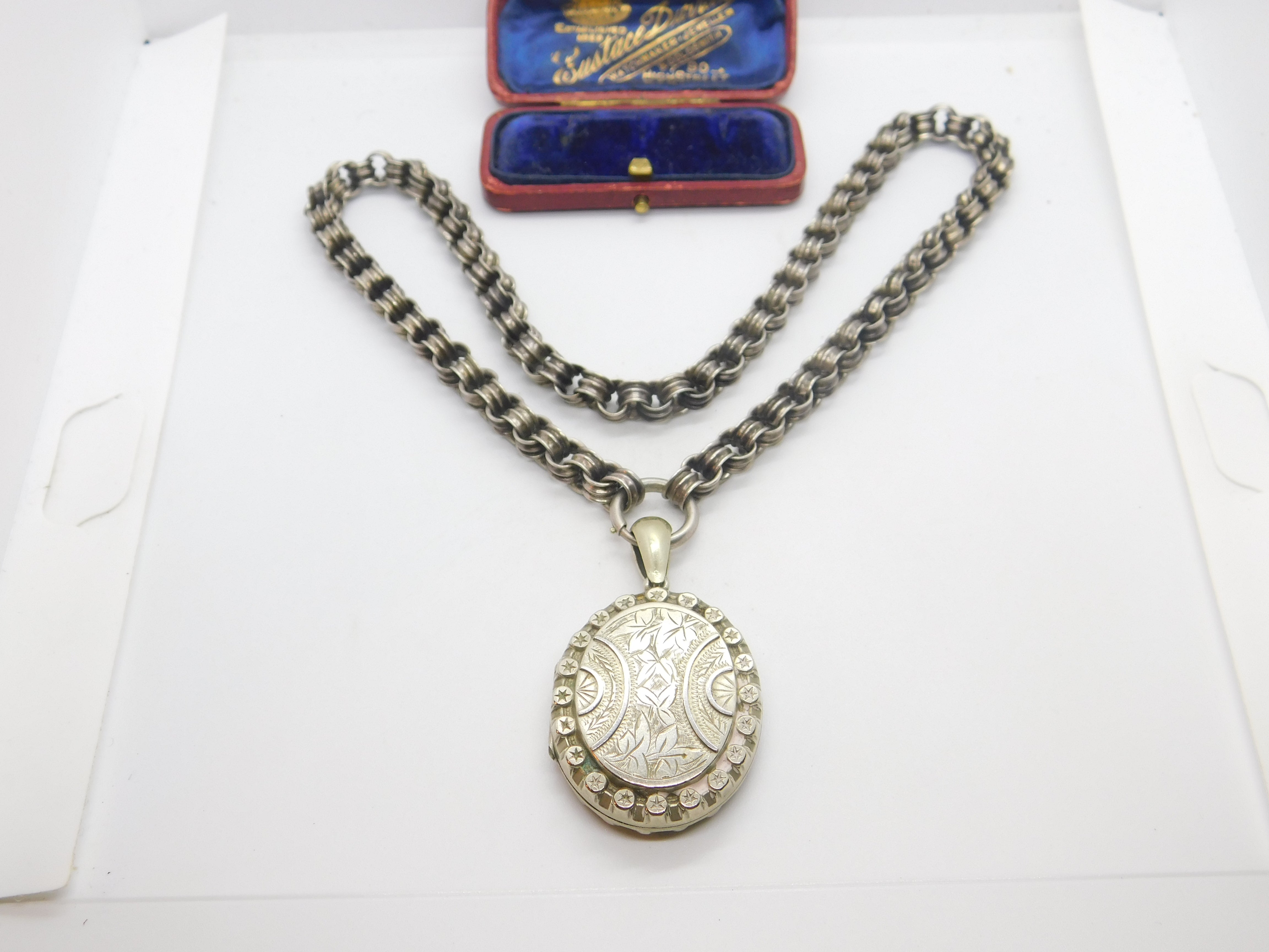 Victorian Sterling Silver Collar Locket Necklace Aesthetic Movement c1 ...
