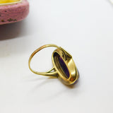 8ct Gold Cabochon Amethyst or Blue John Modernist Ring Antique c1930