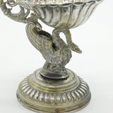 Victorian Continental 800 Silver Gilded Swan Pedestal Salt Cellar c1860 Antique