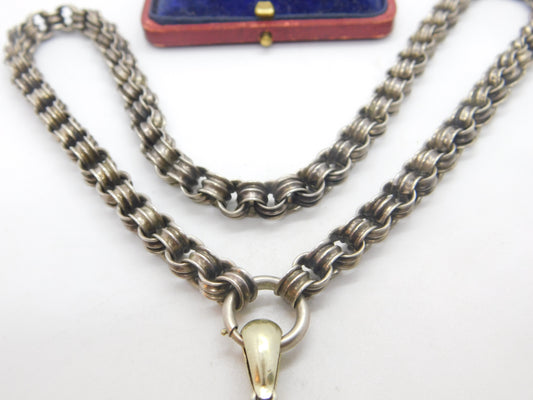 Victorian Sterling Silver Collar Locket Necklace Aesthetic Movement c1860