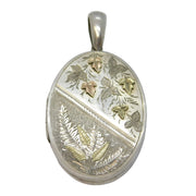 Victorian Large Sterling Silver & Gold Floral Locket Antique 1881 Chester