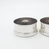 Pair of Contemporary Sterling Silver Wooden Base Bottle Coasters 2021 Birmingham