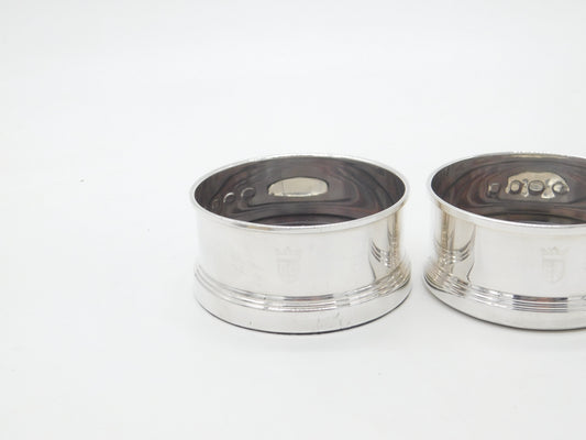 Pair of Contemporary Sterling Silver Wooden Base Bottle Coasters 2021 Birmingham