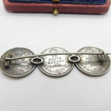 Edwardian Canadian Sterling Silver 10 Cents Coin Brooch Antique 1903
