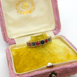 9ct Yellow Gold, Ruby & Sapphire Half Eternity Ring Vintage c1970 Birmingham