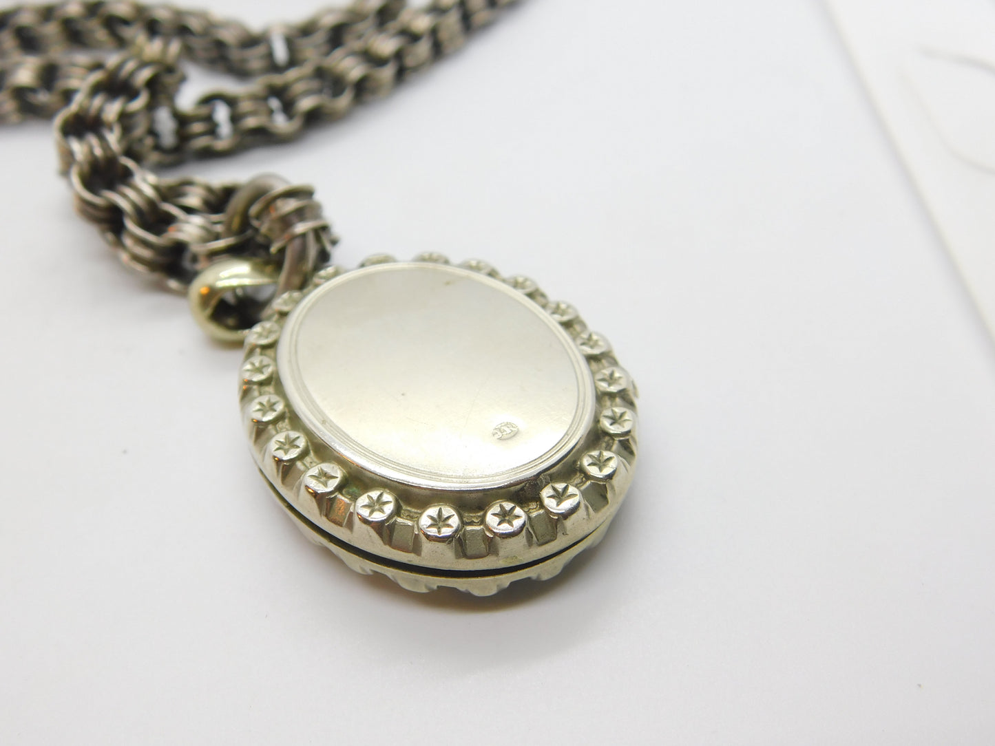 Victorian Sterling Silver Collar Locket Necklace Aesthetic Movement c1860