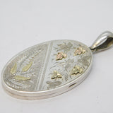 Victorian Large Sterling Silver & Gold Floral Locket Antique 1881 Chester