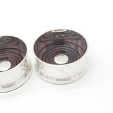 Pair of Contemporary Sterling Silver Wooden Base Bottle Coasters 2021 Birmingham