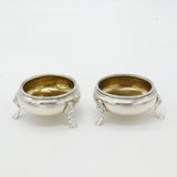 Georgian Pair of Sterling Silver Paw Foot Salt Cellars 1772 London Stephen Adams