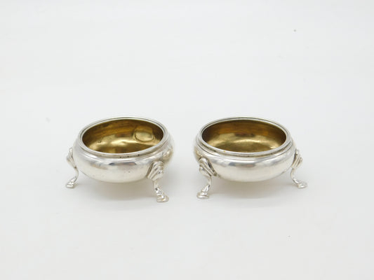 Georgian Pair of Sterling Silver Paw Foot Salt Cellars 1772 London Stephen Adams