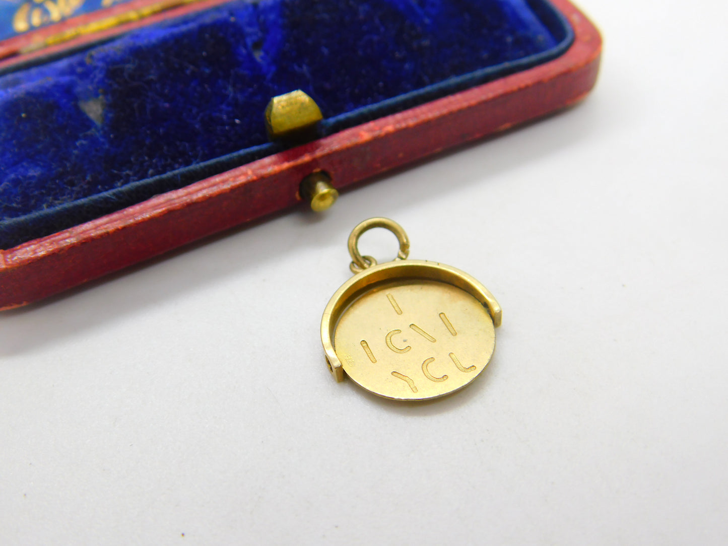 9ct Yellow Gold 'I Love You' Spinner Charm or Pendant 1970 London Vintage