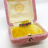 9ct Yellow Gold, Ruby & Sapphire Half Eternity Ring Vintage c1970 Birmingham