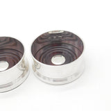 Pair of Contemporary Sterling Silver Wooden Base Bottle Coasters 2021 Birmingham