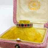 9ct Yellow Gold, Ruby & Sapphire Half Eternity Ring Vintage c1970 Birmingham