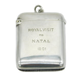 Victorian Sterling Silver 'Royal Visit to Natal, 1901' Vesta Case Antique Birmingham