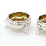 Georgian Pair of Sterling Silver Paw Foot Salt Cellars 1772 London Stephen Adams