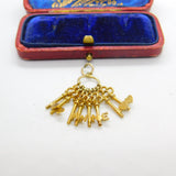 9ct Yellow Gold Bunch of Keys Charm Pendant 'Anne' Vintage 1971 Birmingham