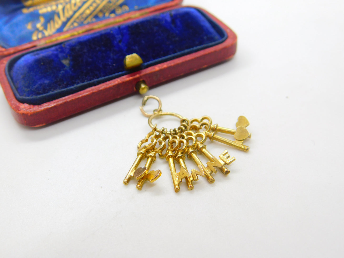 9ct Yellow Gold Bunch of Keys Charm Pendant 'Anne' Vintage 1971 Birmingham