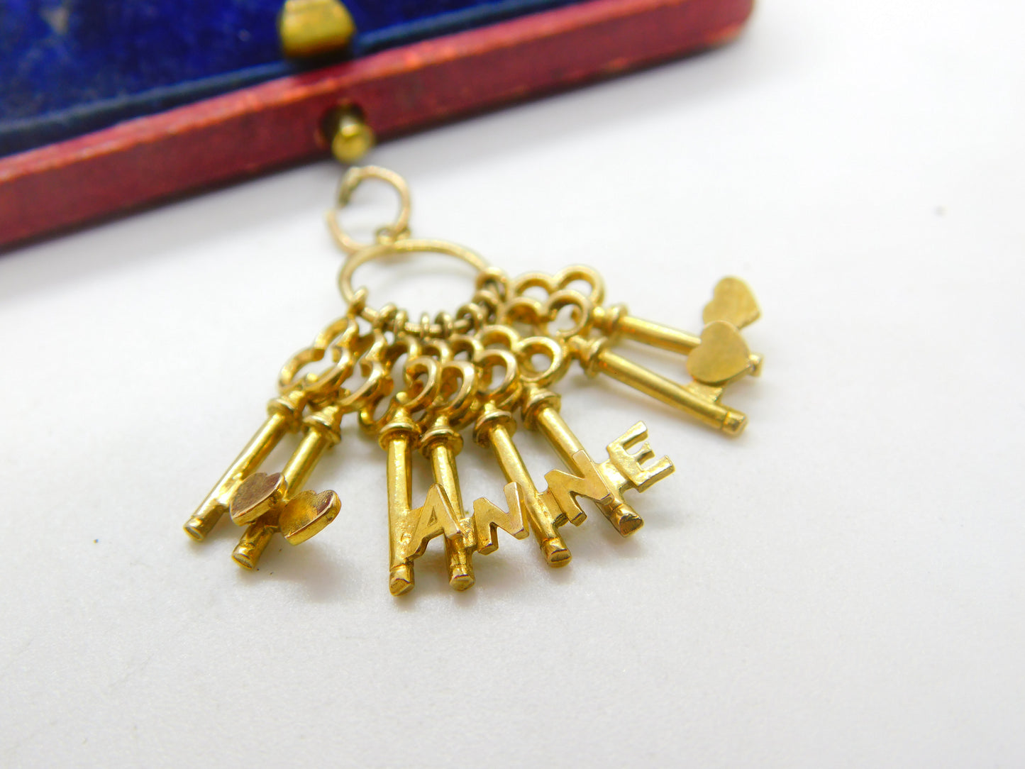 9ct Yellow Gold Bunch of Keys Charm Pendant 'Anne' Vintage 1971 Birmingham