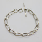 Sterling Silver Trombone Link Albert Watch Chain Bracelet Antique c1930 Art Deco