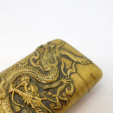 19th Century Chinese Brass Dragon Pattern Vesta Case Antique c1890