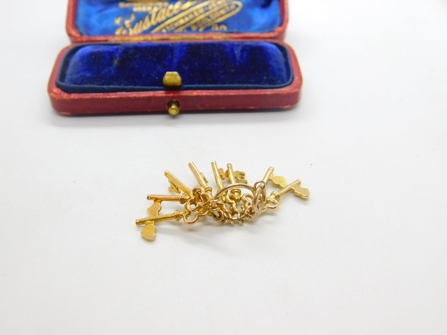 9ct Yellow Gold Bunch of Keys Charm Pendant 'Anne' Vintage 1971 Birmingham