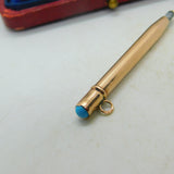 9ct Yellow Gold & Turquoise Topped Propelling Pencil Charm Pendant Antique