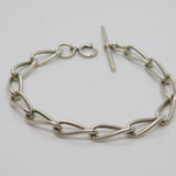 Sterling Silver Trombone Link Albert Watch Chain Bracelet Antique c1930 Art Deco