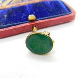 9ct Yellow Gold Carved Greenstone Centurion Fob Seal 1964 London Vintage