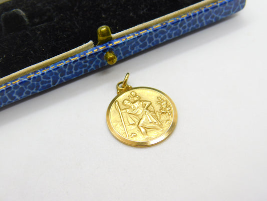 9ct Yellow Gold St Christopher Patron of Travel Charm Pendant Vintage 1967