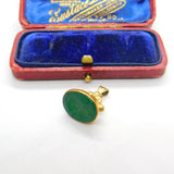 9ct Yellow Gold Carved Greenstone Centurion Fob Seal 1964 London Vintage