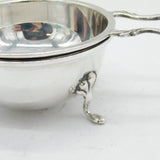 Sterling Silver Two-Handled Tea Strainer & Stand Vintage 1963 Birmingham