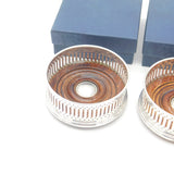 Pair of Boxed Sterling Silver Pierced Wine Bottle Coasters 1998 London Vintage