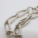 Sterling Silver Trombone Link Albert Watch Chain Bracelet Antique c1930 Art Deco