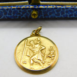 9ct Yellow Gold St Christopher Patron of Travel Charm Pendant Vintage 1967