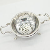 Sterling Silver Two-Handled Tea Strainer & Stand Vintage 1963 Birmingham