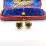 9ct Yellow Gold Smoky Quartz Floral Stud Earrings 1985 Birmingham Vintage