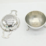 Sterling Silver Two-Handled Tea Strainer & Stand Vintage 1963 Birmingham