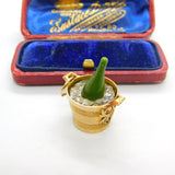 Large 9ct Yellow Gold Champagne Ice Bucket Charm Pendant 1963 London